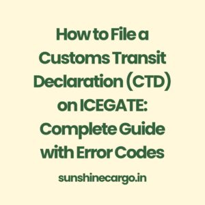 How to File a Customs Transit Declaration (CTD) on ICEGATE Complete Guide with Error Codes