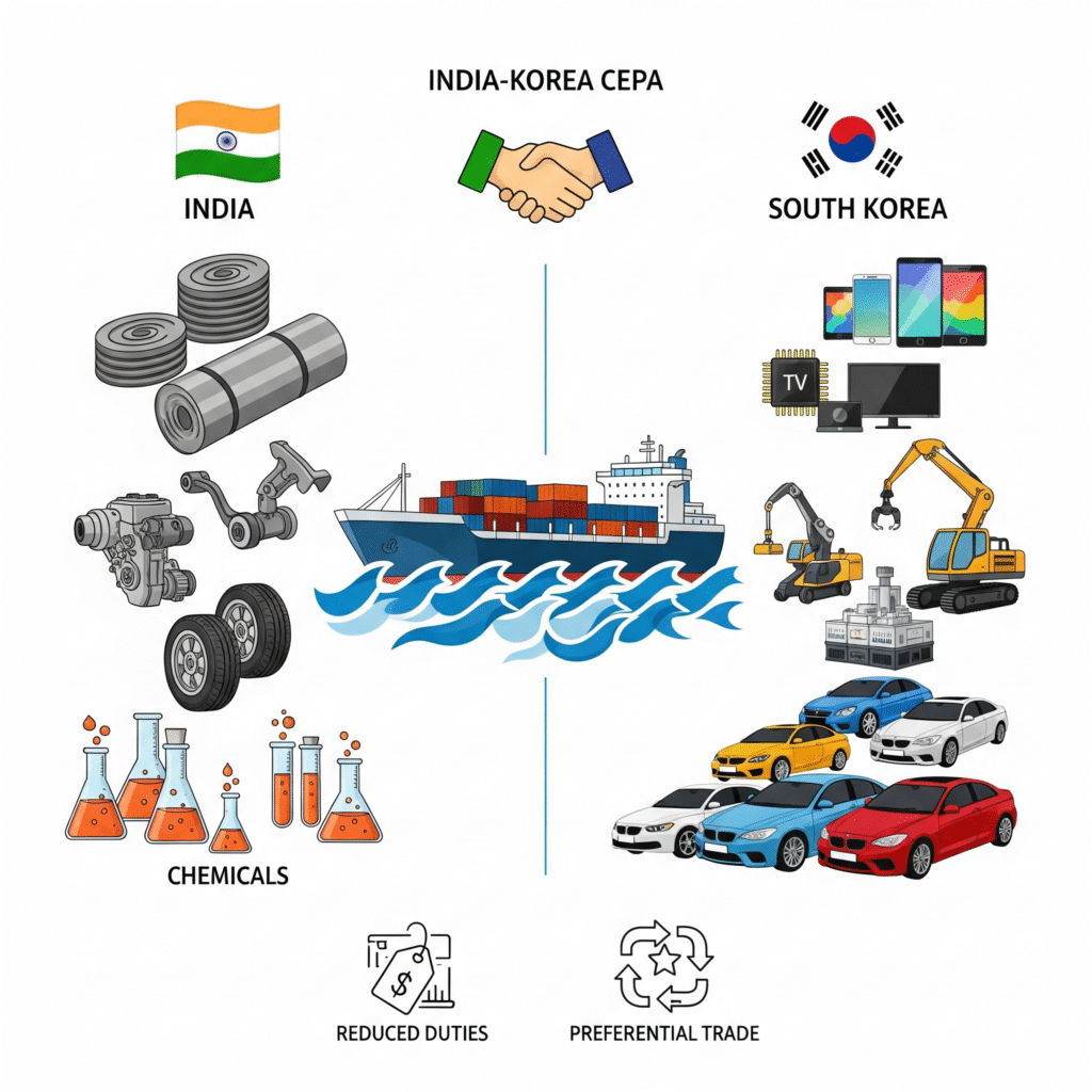 Goods that can be imported in India Korea free trade agreement CEPA