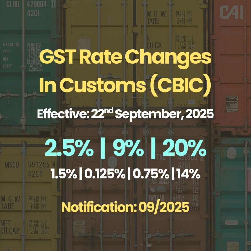 GST Notification Rate Changes In Customs (CBIC) September 2025 (09/2025)